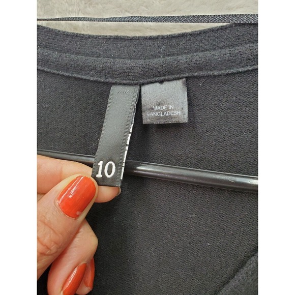 H&M Divided Cardigan Sweater Girls Size 10 Black Knit Cotton V Neck Button Front - Picture 7 of 8